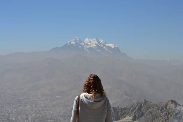 Looking at a distant mountain