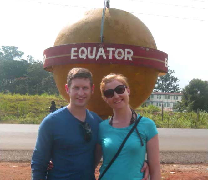 Colin and Ellen at the equator in Kenya