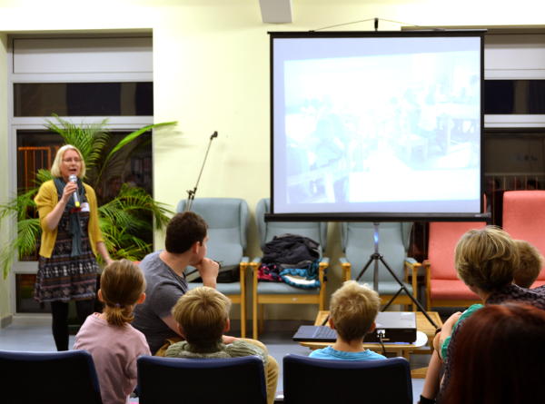 Megan Gibbins speaking in the celebration time