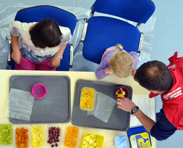 Looking down on an activity table