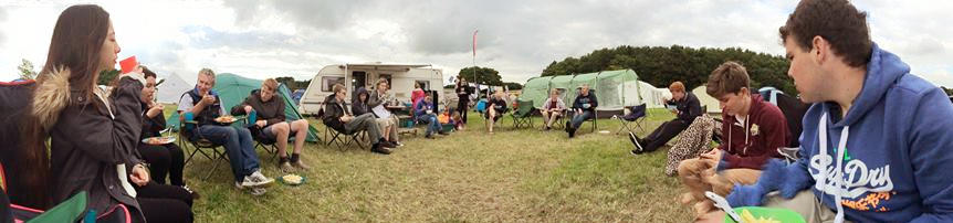 Panoramic view of the Christ Church camp at Soul Survivor