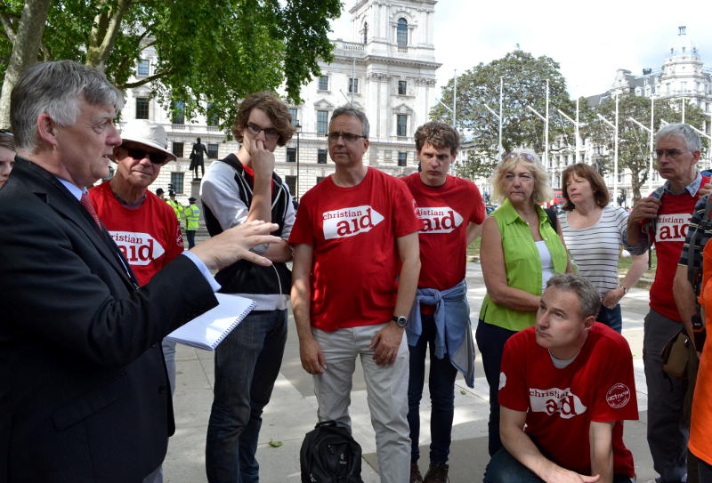 Discussing climate change with Steve McCabe MP in Parliament Square