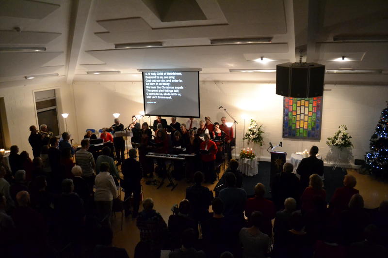 The choir leading the Christ Church carol service