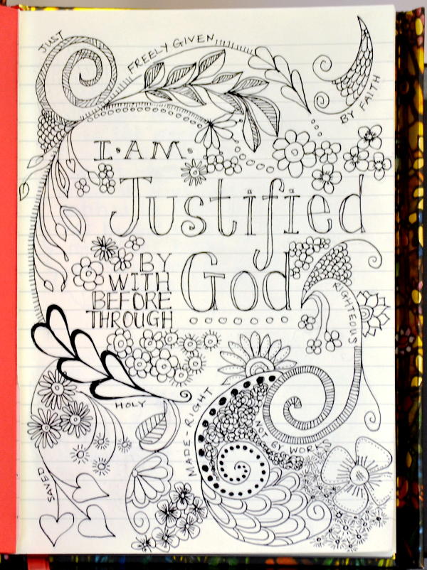 Artistic doodle: Justified - put right with God