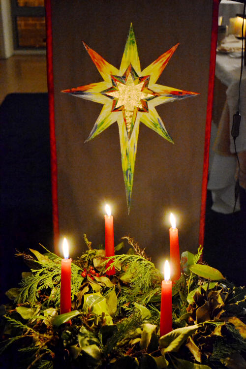 Candles in front of the lectern star