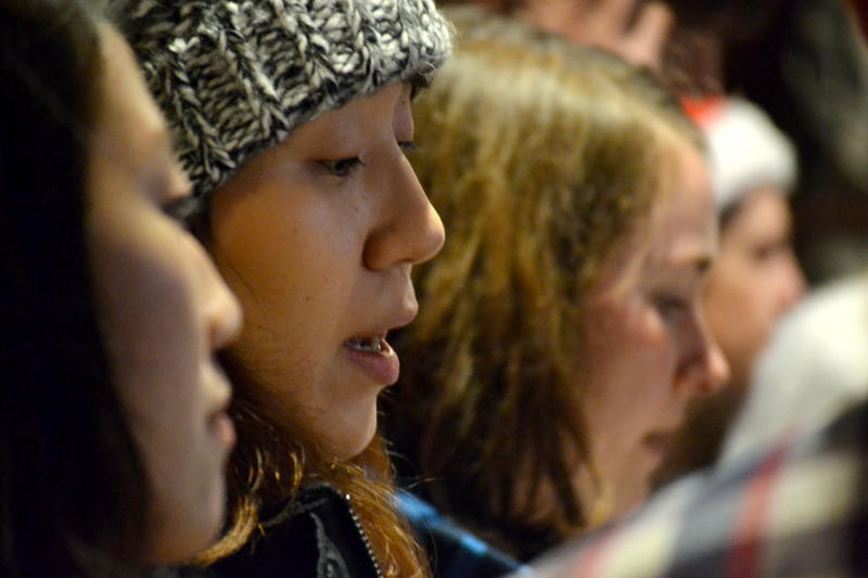 Carol singing at the Highbury