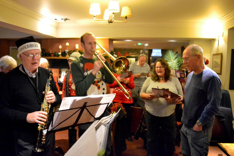 Carol singing at the Selly Park Tavern