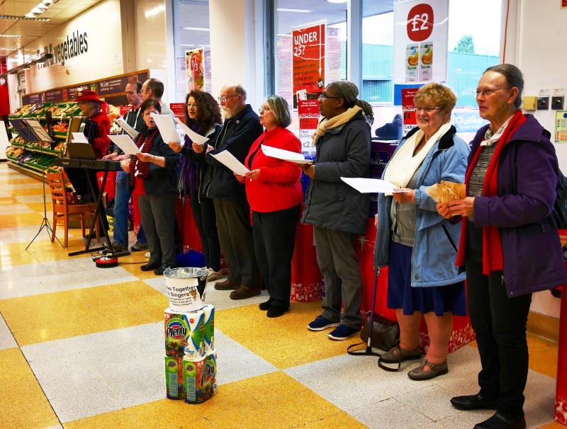 Carol singing at Stirchley Co-op