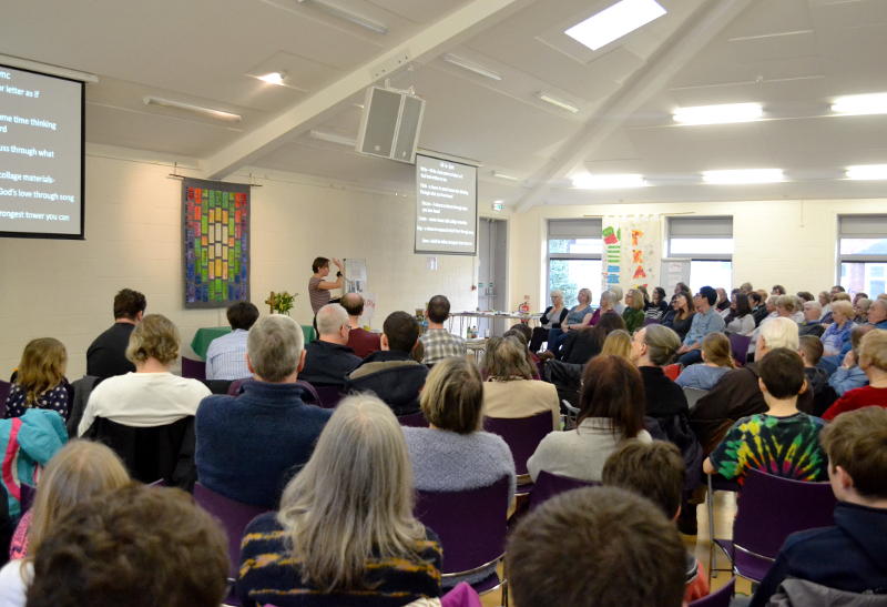 Rachel speaks to the congregation