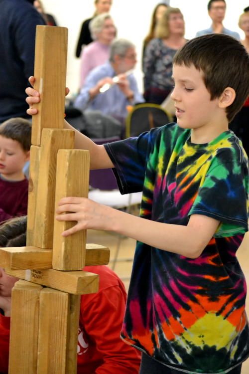 A tower of wooden bricks