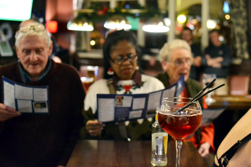 Carol singing at the Highbury