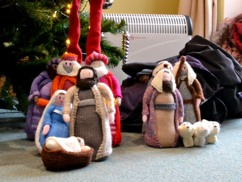 A knitted nativity set