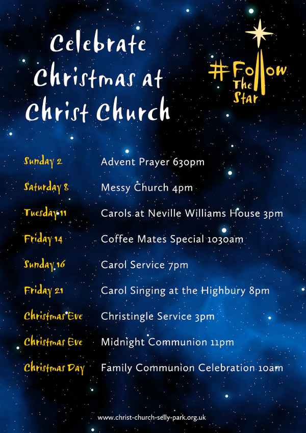 A visual listing of some of our Christmas events