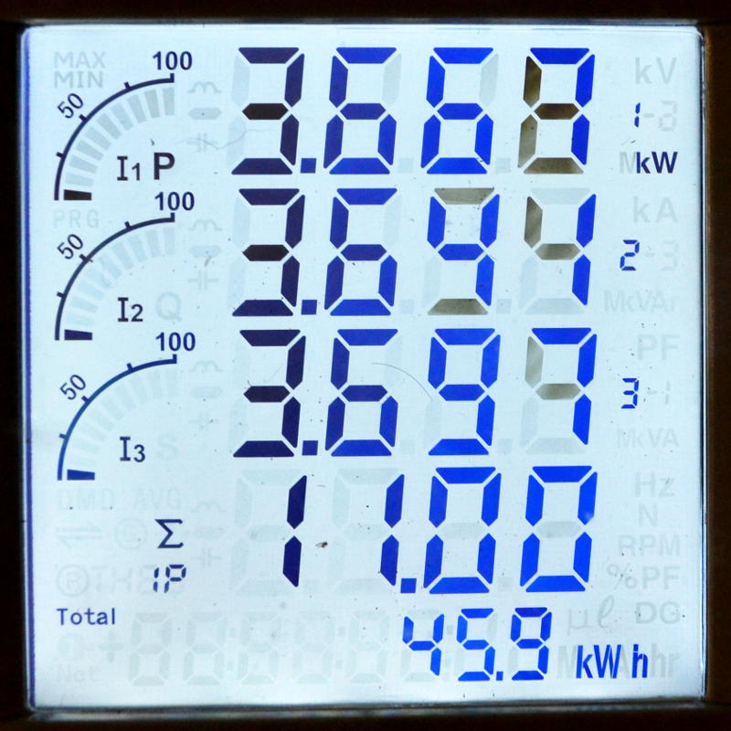 Close-up of the power display