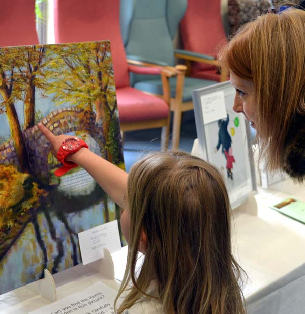 Pointing out detail in a painting