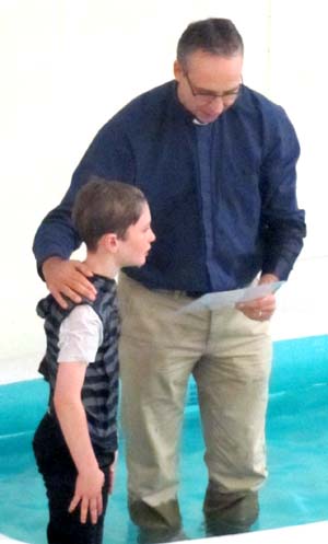 In the pool after being baptised