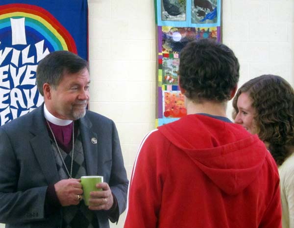 Bishop Frank meets two young people