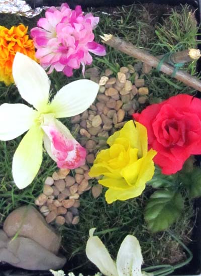 Looking down on an Easter garden