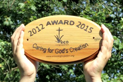 Our wooden Eco-Congregation Award plaque
