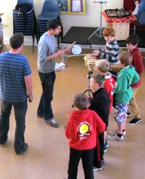 Leading a percussion workshop