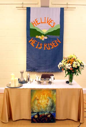 The table set out for Holy Communion