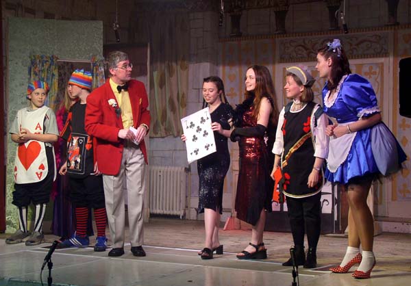 A pantomime scene featuring a game show