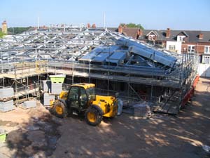 The walls and roof under construction