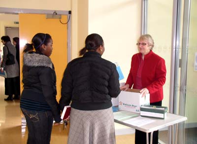 People arriving at a service