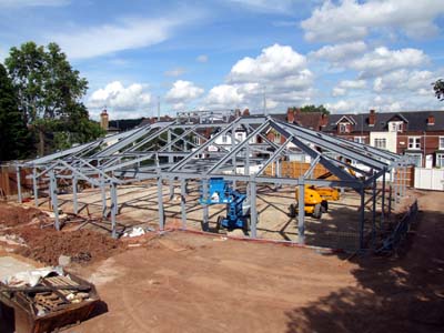 Aerial view of the steel frame