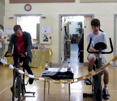 Front view of two cyclists starting the 24 hour event